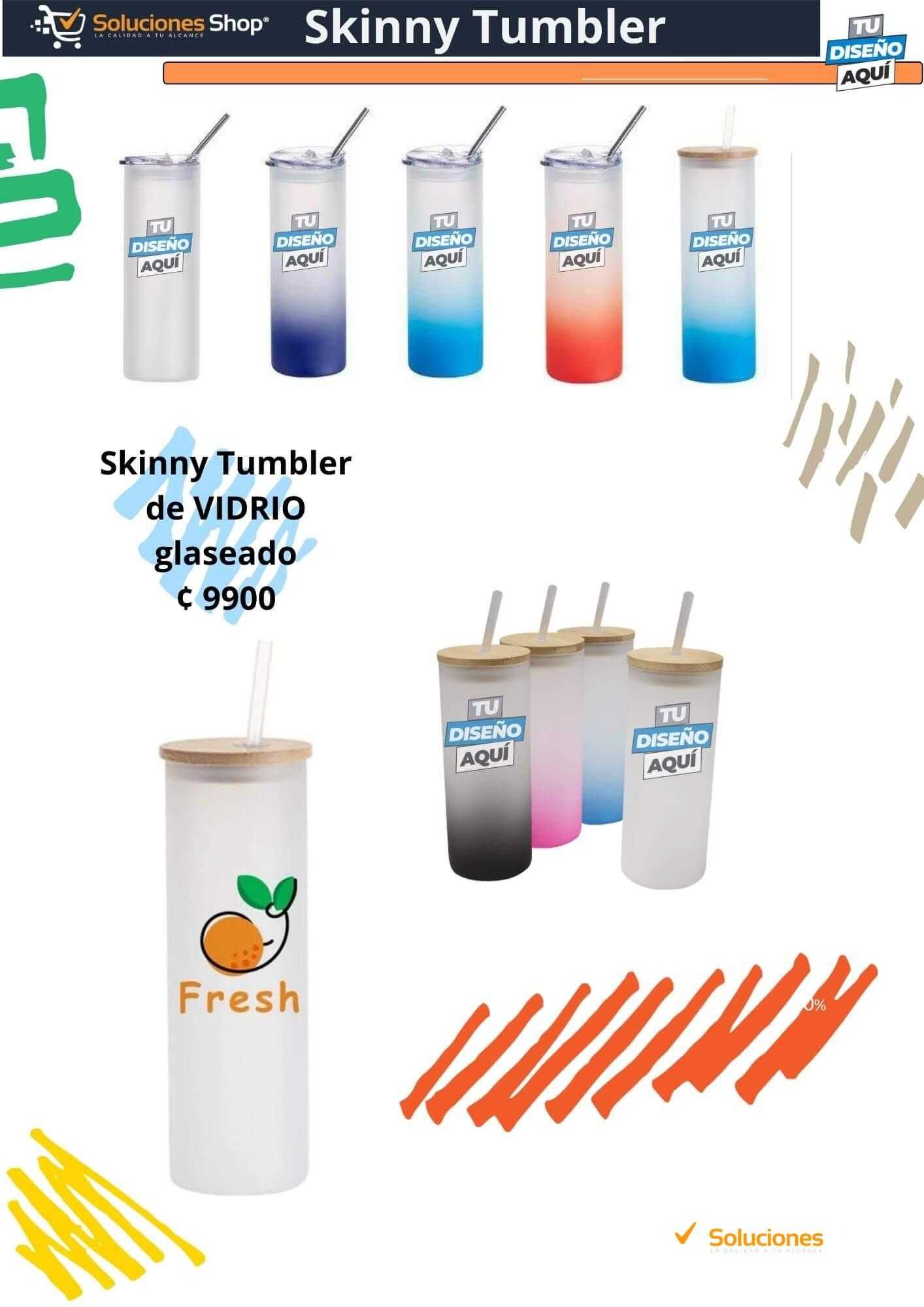 Skinny Tumblers de Vidrio Personalizables en Soluciones Shop Costa Rica
