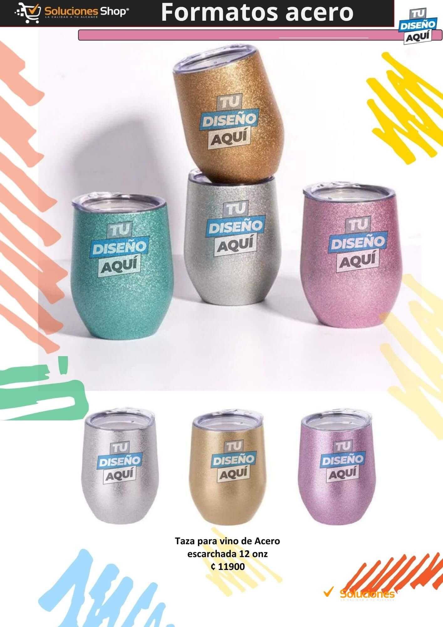 Tazas para Vino de Acero Escarchado Personalizables en Soluciones Shop Costa Rica