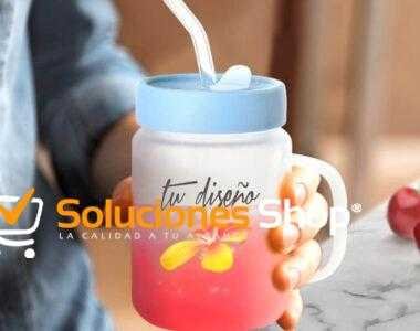 Jarra Mason Glaseada 20 oz con Tapa de Silicón Celeste