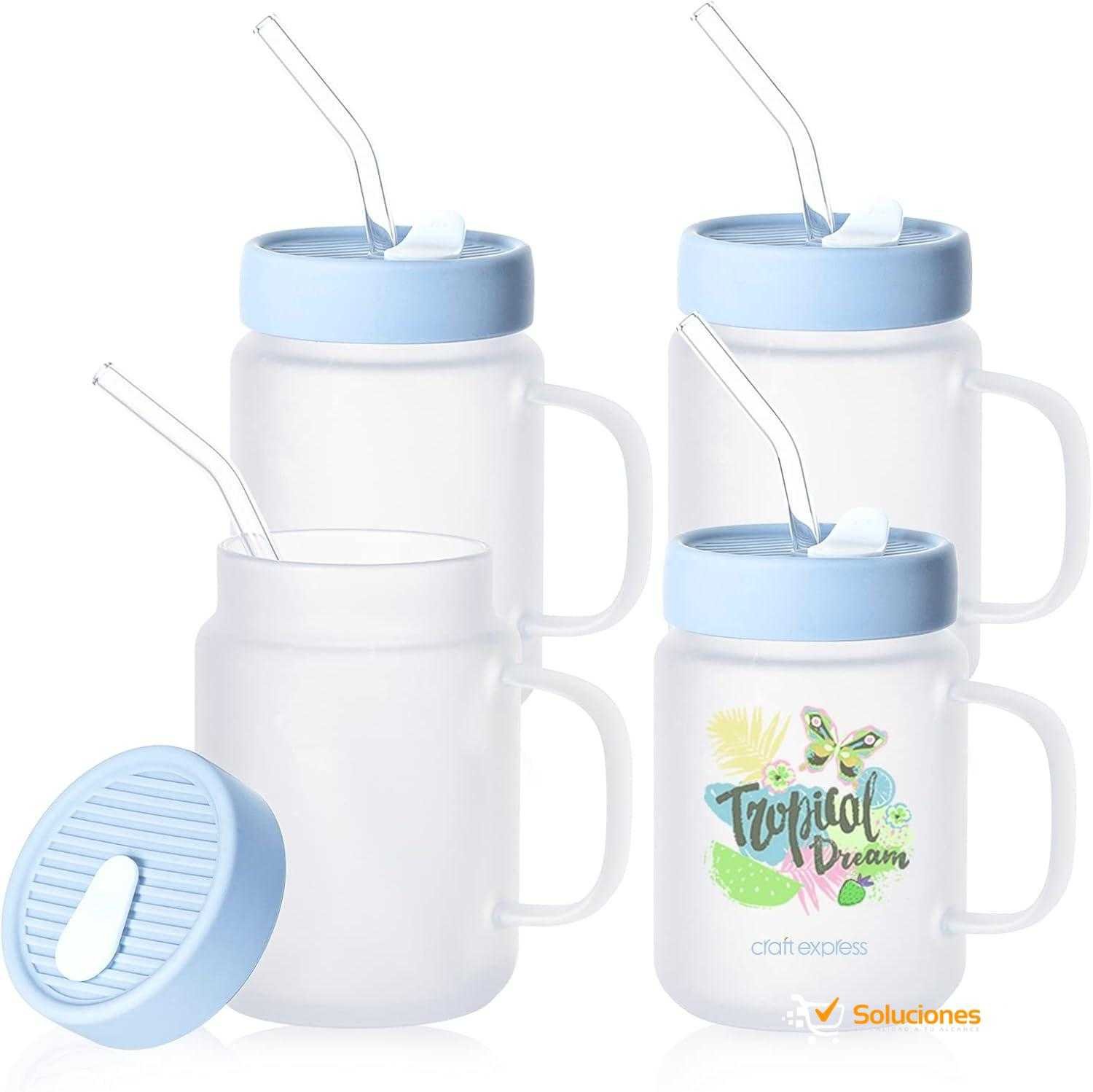 Jarra Mason Glaseada 20 oz con Tapa de Silicón Celeste Jarra Mason Glaseada 20 oz con Tapa de Silicón Celeste