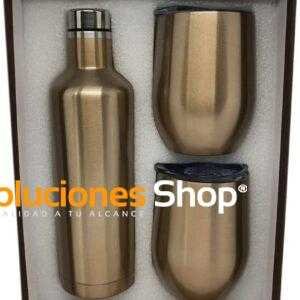Set de cocteleras, coctelera de acero inoxidable, set de cócteles, set de bebidas, set de bar, set de 2 cocteleras y botella, set de 2 cocteleras 12oz y botella 25oz dorado personalizado