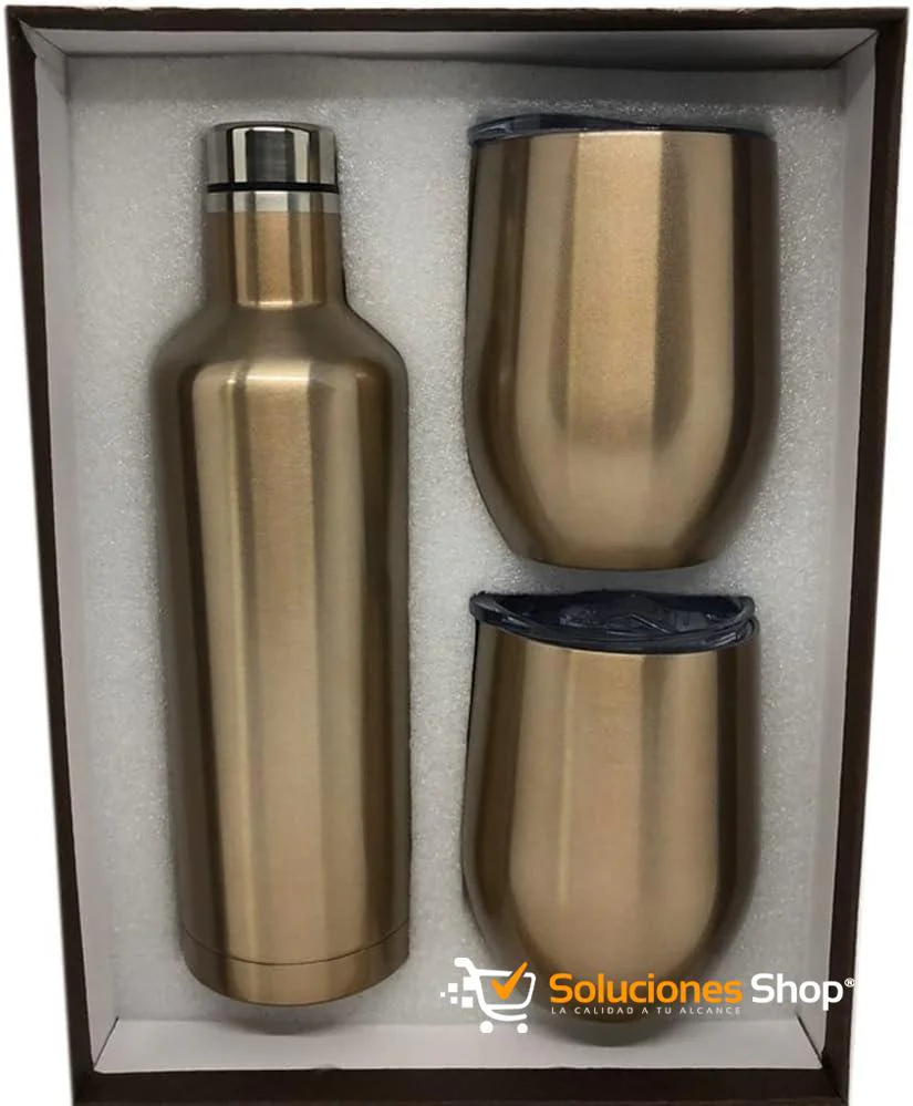 Set de cocteleras, coctelera de acero inoxidable, set de cócteles, set de bebidas, set de bar, set de 2 cocteleras y botella, set de 2 cocteleras 12oz y botella 25oz dorado personalizado