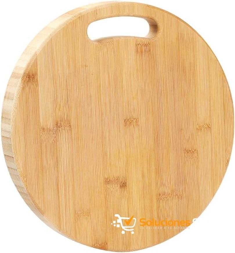 Tabla de Cortar Redonda, Tablero de Cocina de Bambú con Agarre Integrado Tabla de Cortar Redonda, Tablero de Cocina de Bambú con Agarre Integrado