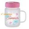 Jarra Mason Glaseada 20 oz con Tapa de Silicón Rosa