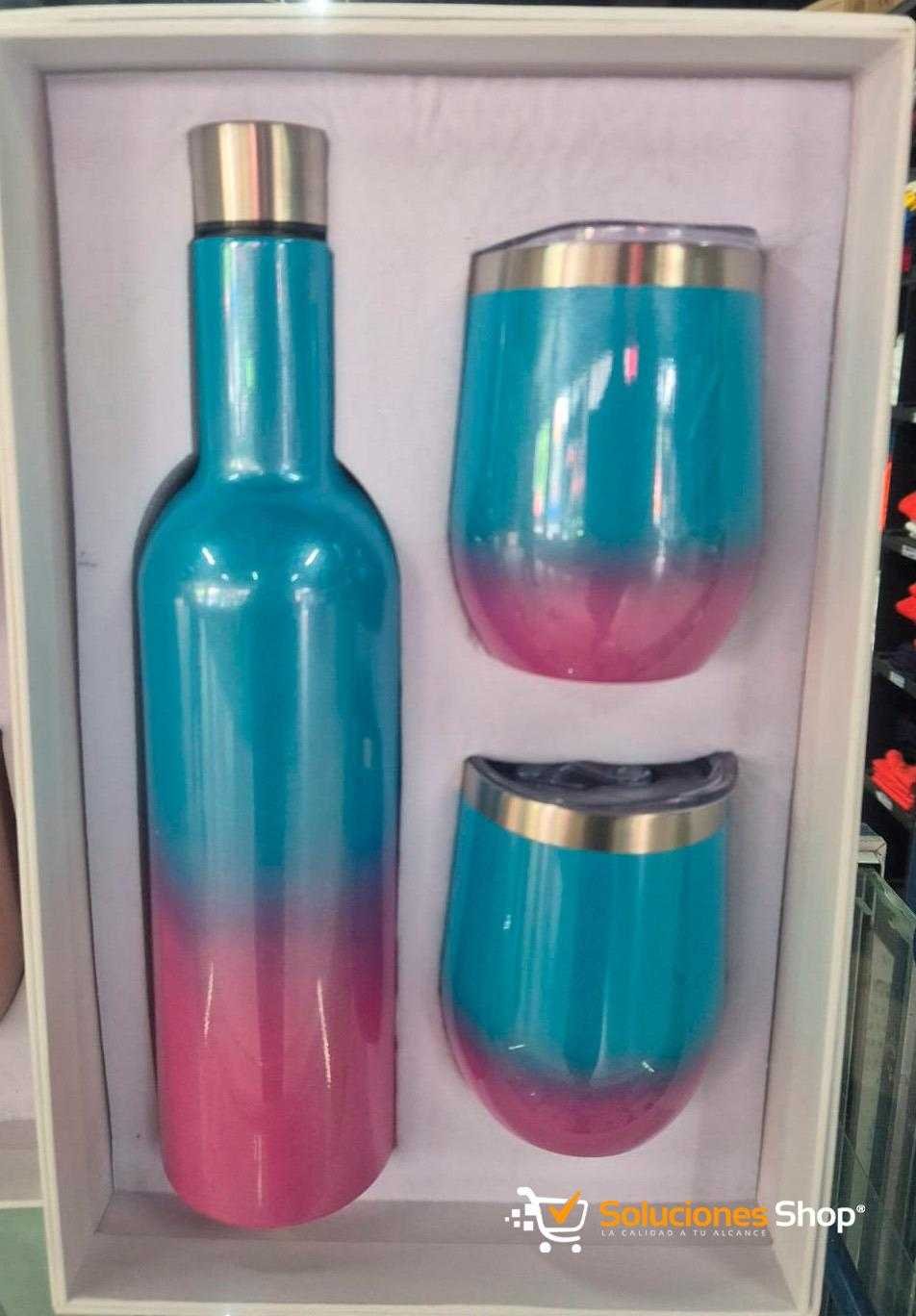 Set de 2 Cocteleras 12oz y Botella 25oz Degradado Rosa – Turquesa Acero Inoxidable Set de 2 Cocteleras 12oz y Botella 25oz Degradado Rosa – Turquesa Acero Inoxidable
