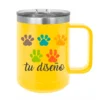 Taza de Café Amarillo con Agarradera 350ml de Acero Inoxidable