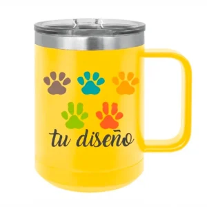 Taza de Café Amarillo con Agarradera 350ml de Acero Inoxidable