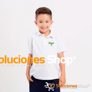 CAMISA POLO PARA NIÑOS COLOR BLANCA TELA WAFFIT