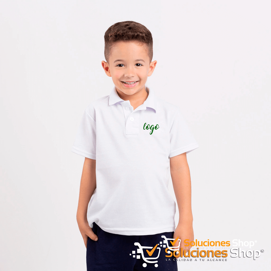 CAMISA POLO PARA NIÑOS COLOR BLANCA TELA WAFFIT CAMISA POLO PARA NIÑOS COLOR BLANCA TELA WAFFIT