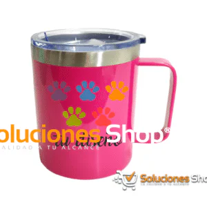 Taza de Café Fucsia con Agarradera 350ml de Acero Inoxidable