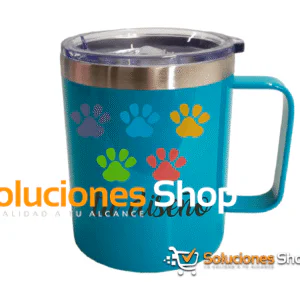 Taza de Café Turquesa con Agarradera 350ml de Acero Inoxidable