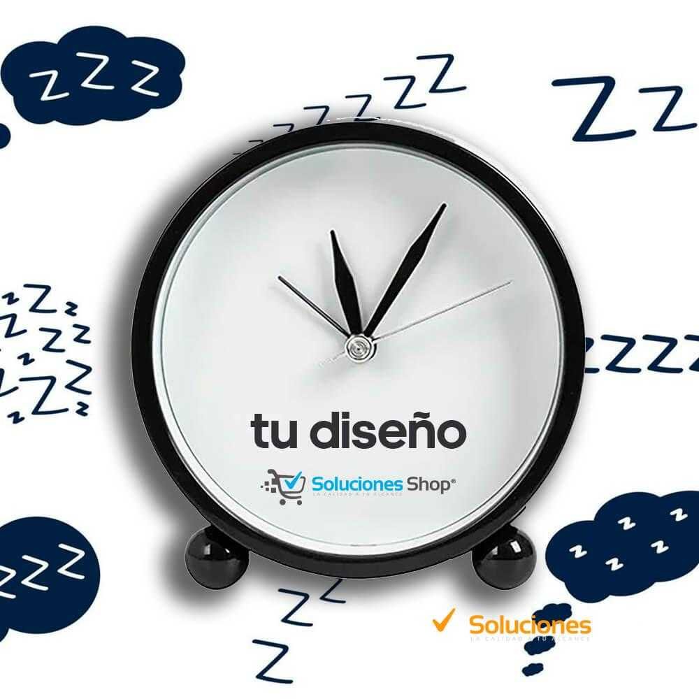 Reloj de sobremesa personalizado negro - 10,5 cm de diámetro Reloj de sobremesa personalizado negro - 10,5 cm de diámetro