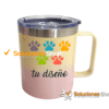 Taza de Café Degradado Crema – Rosa con Agarradera 350ml de Acero Inoxidable