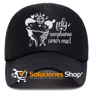 Gorra personalizada lisa negra con diseño exclusivo en DTF