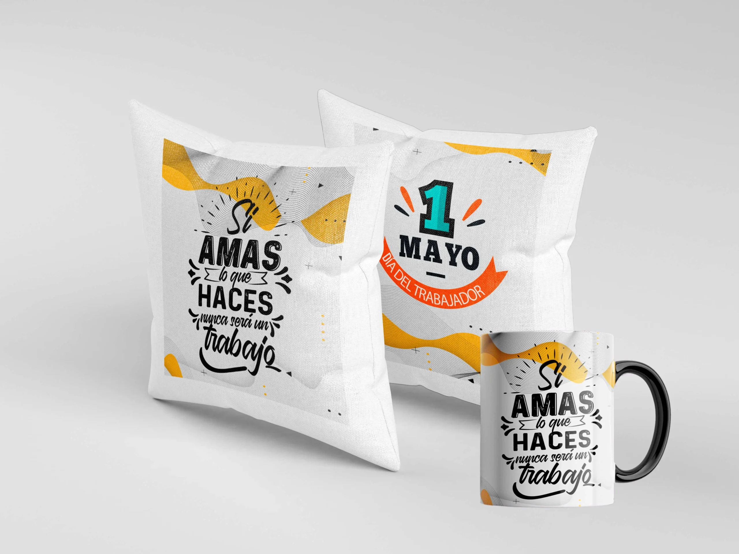 Almohada y Taza Personalizada para el Día del Trabajador
