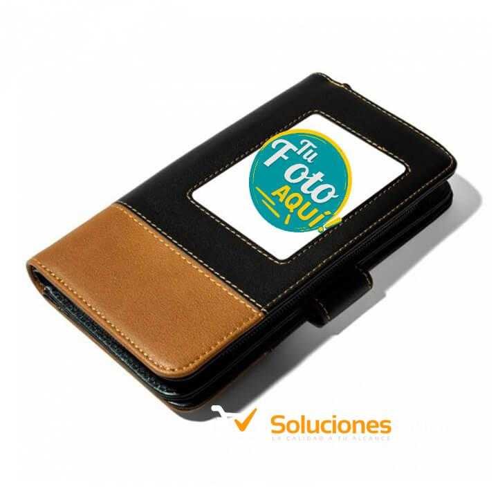 Cartera de Cuero Marrón Personalizable – Billetera Grande de Cuero Sintético