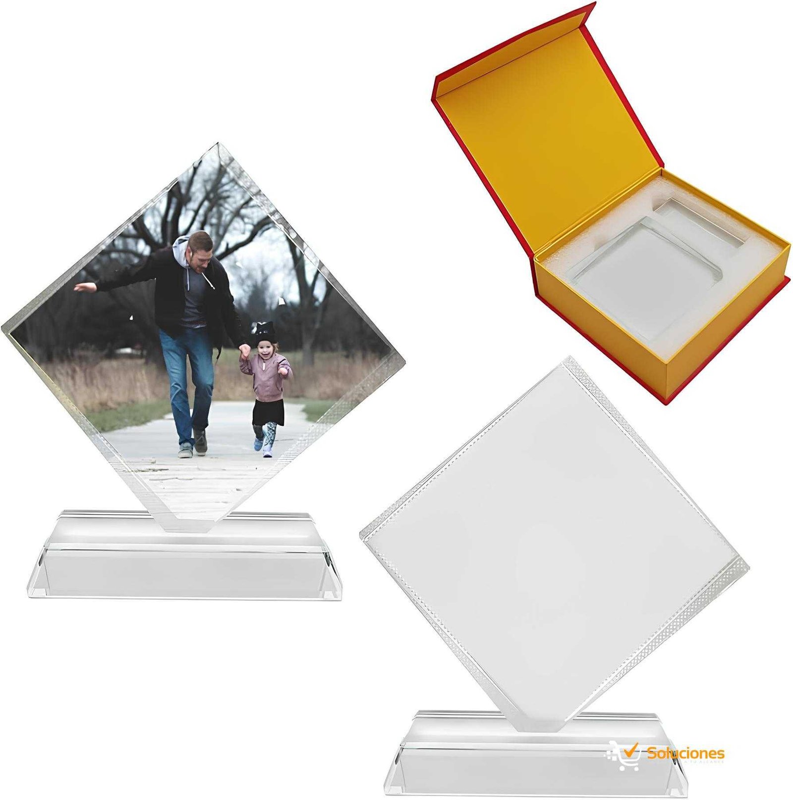 Reconocimiento de Vidrio Cuadrado Personalizado en Caja de Lujo Reconocimiento de Vidrio Cuadrado Personalizado en Caja de Lujo