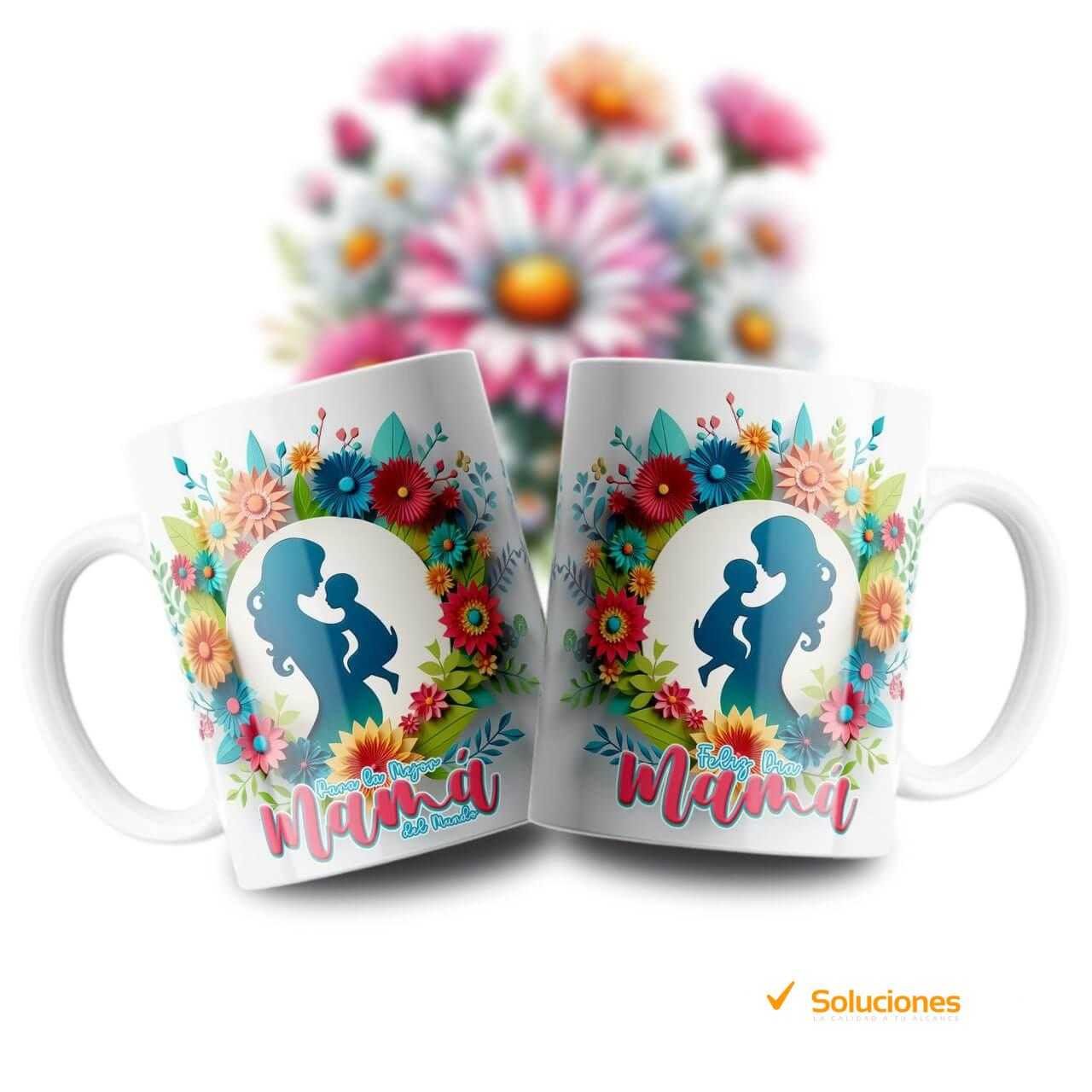 Tazas Mamá 3D con personalizado – 8 diseños únicos (7) Set Regalo Día del Padre con Taza, Reloj y Almohada | Edición Especial