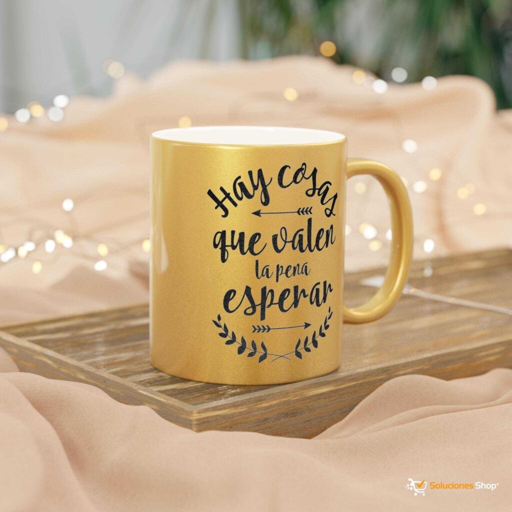 Taza Metálica Personalizada Oro o Plata con Brillo Único