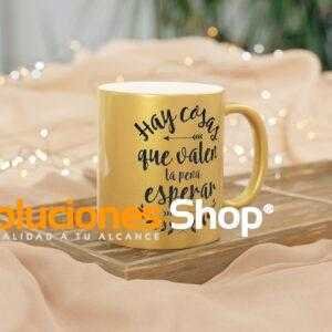 Taza Metálica Personalizada Oro o Plata con Brillo Único