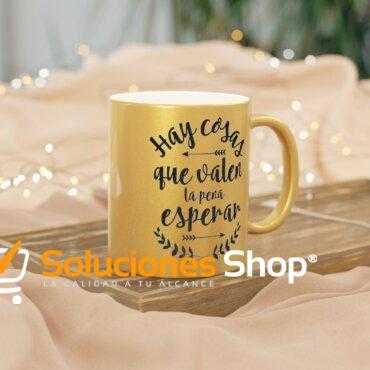 Taza Metálica Personalizada Oro o Plata con Brillo Único
