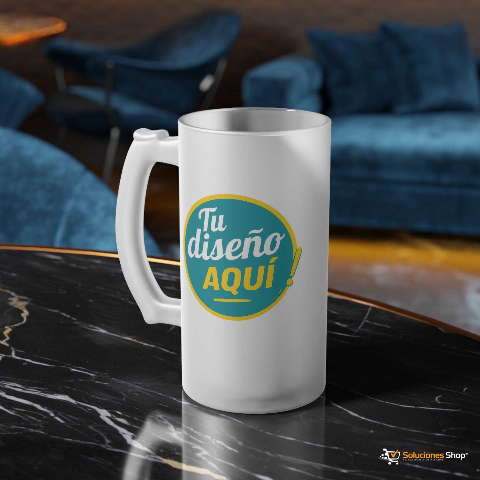 Jarra de Cerveza de Vidrio Esmerilado Personalizada – 16 oz con Diseño y Colores Difuminados a tu Gusto