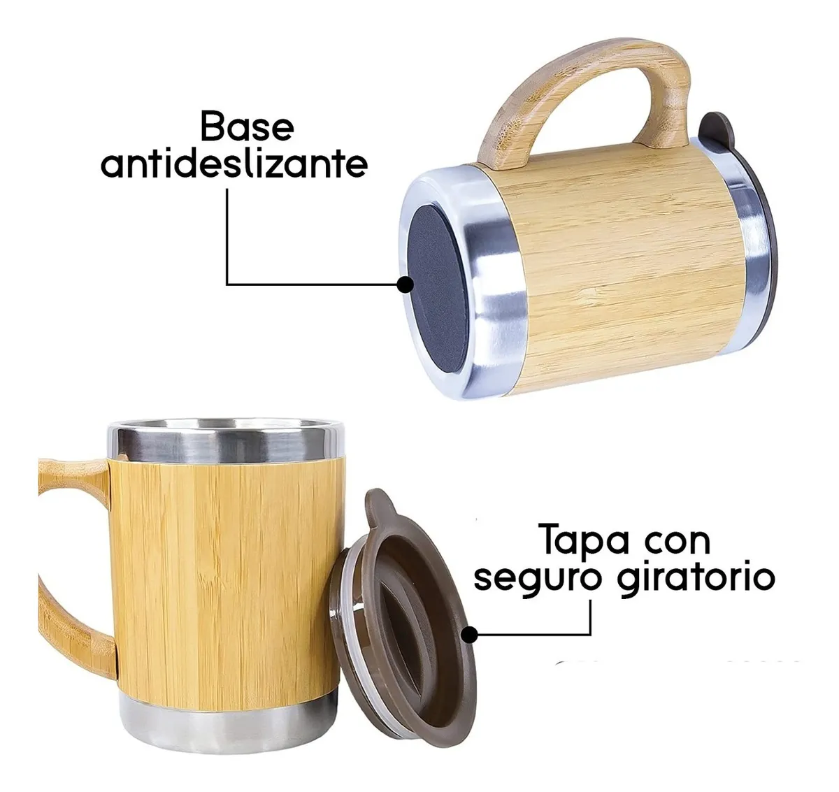Taza Térmica Café – Acero Inoxidable y Bambú 350ml Taza Térmica Café – Acero Inoxidable y Bambú 350ml