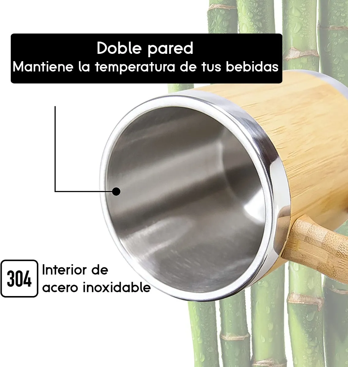 Taza Térmica Café – Acero Inoxidable y Bambú 350ml Taza Térmica Café – Acero Inoxidable y Bambú 350ml