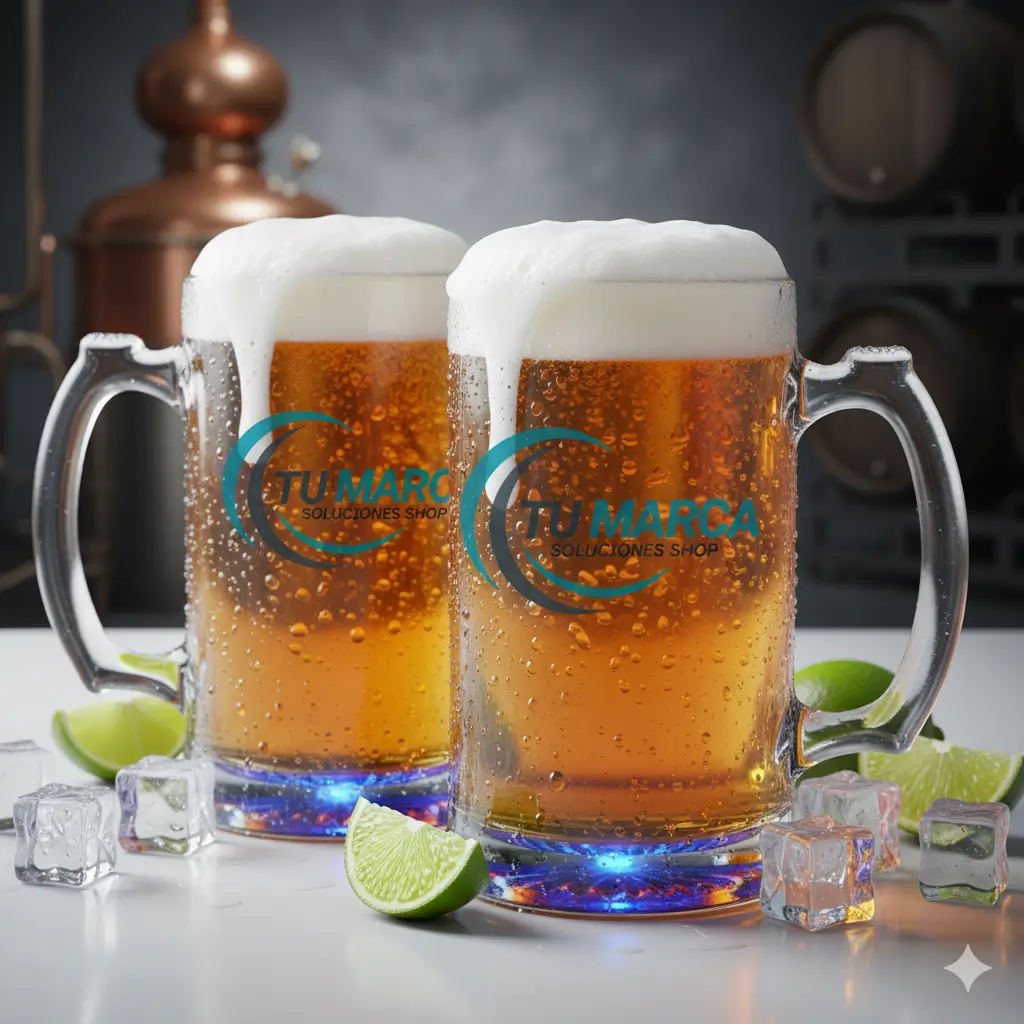 Jarra Cervecera Transparente de 16oz con Fondo de Color Personalizable
