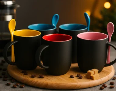 Taza con Cucharita Mágica 🎨 Colores Varios Calidad AAA ¡Personalizada!