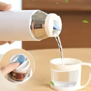 Set termo blanco de acero inoxidable 500 ml + taza, 100% personalizable con tu nombre o logo. Alta calidad, doble pared, mantiene temperatura. ¡Ideal para oficina, viajes o regalos premium!