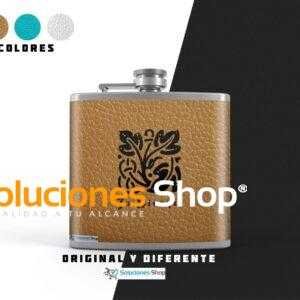 Cantimplora / Petaca Metálica de Cuero Personalizada