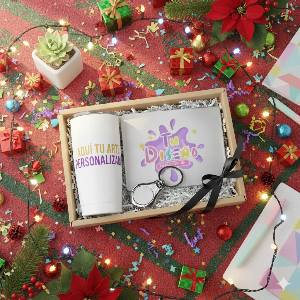 Kit Navideño Oficina Personalizado – Vaso Térmico Sublimado + Mouse Pad + Llavero Acero en Caja Lista para Regalo Kit Navideño Oficina Personalizado – Vaso Térmico Sublimado + Mouse Pad + Llavero Acero en Caja Lista para Regalo