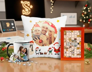Kit de Regalo Navideño Empresarial con Almohada 35 cm, Reloj Personalizado y Bolsa Kraft | Soluciones Shop Costa Rica