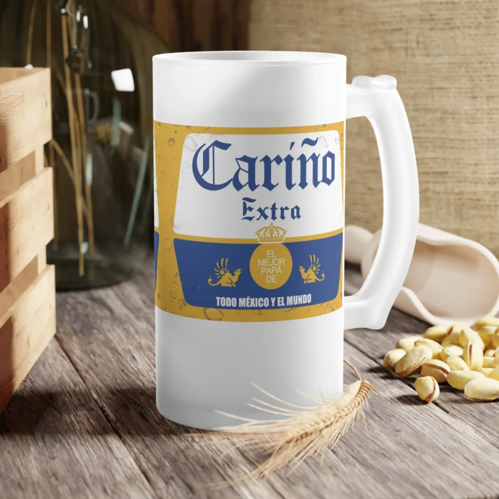  Jarra de cerveza de vidrio esmerilado de 16 onzas personalizada con diseño impreso, ideal para regalo.