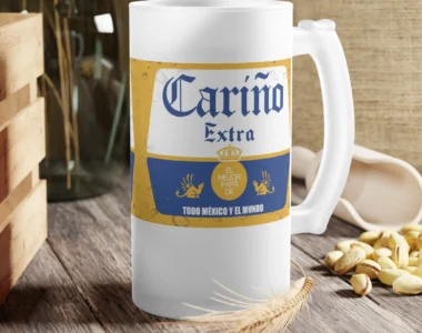 Jarra de cerveza de vidrio esmerilado de 16 onzas personalizada con diseño impreso, ideal para regalo.