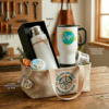 Kit viajero personalizado para el dia del padre con jarro de aluminio termo y llavero con foto