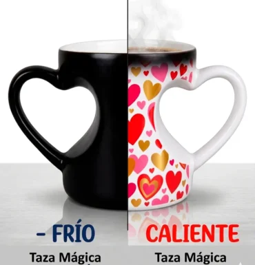 Taza Mágica Personalizada con Asa de Corazón – Efecto Térmico Sorpresa