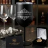 Copa de VinoCóctel de Acero Negro – Grabado Láser Personalizado