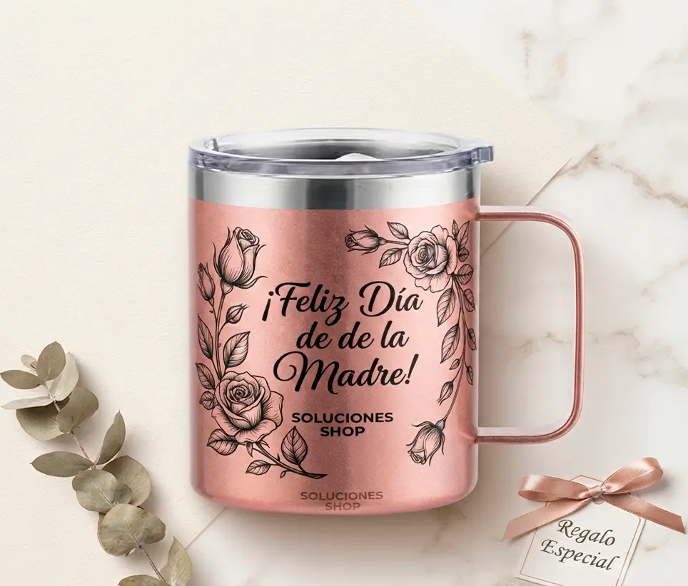 Taza de Acero Inoxidable Oro Rosa - Edición Especial "Día de la Madre"