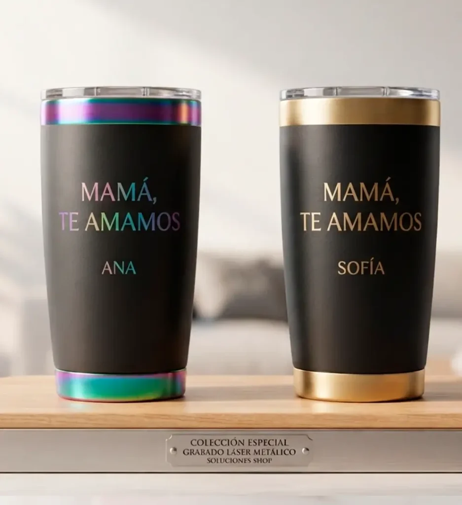 Termo Térmico Premium con Detalles Metálicos - Edición Personalizada Mamá, Te Amamos