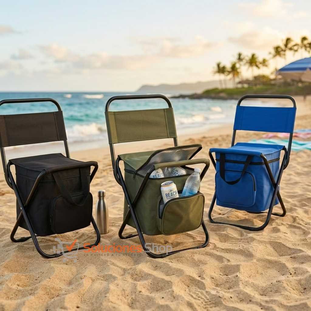 Silla Plegable para Playa y Camping 3 en 1 con Hielera Térmica (Soporta 100 kg)