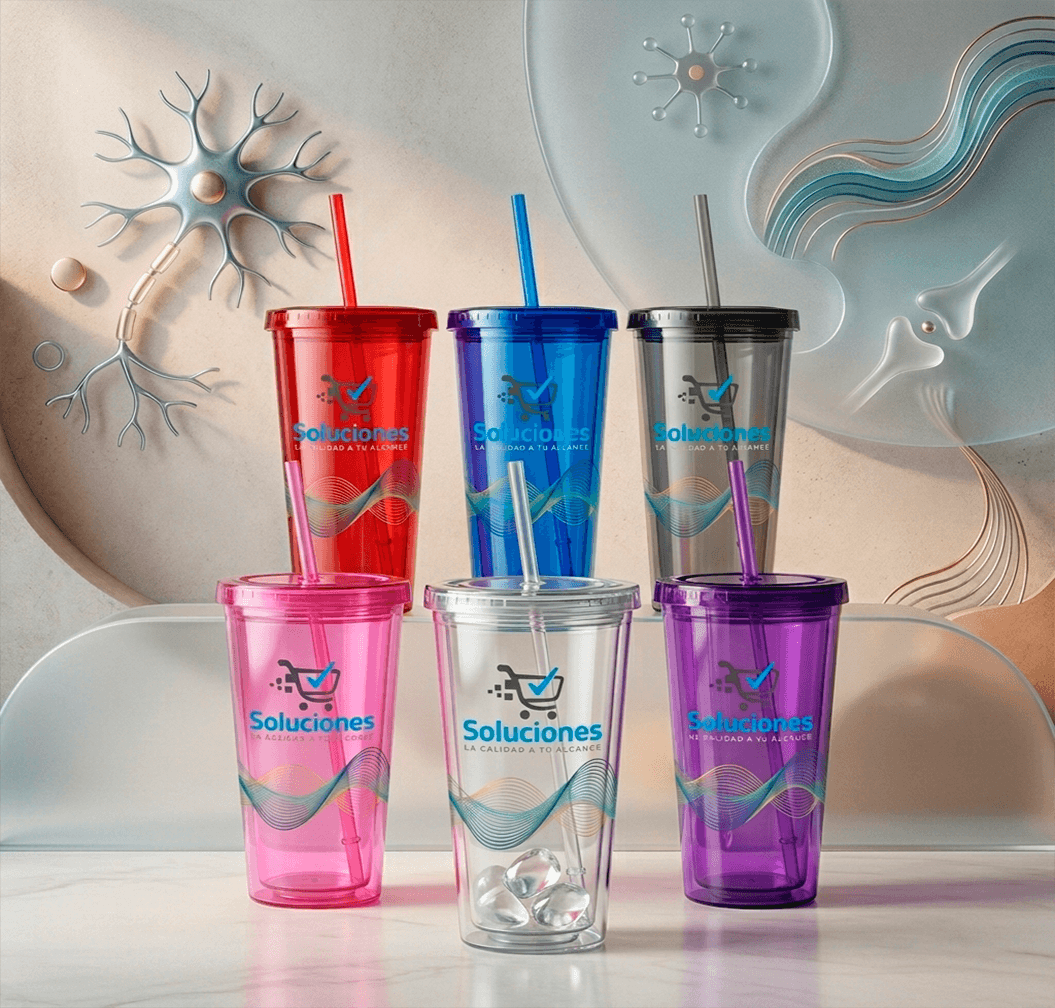Vaso Acrílico Térmico 16 oz Personalizado (Doble Pared con Pajilla)