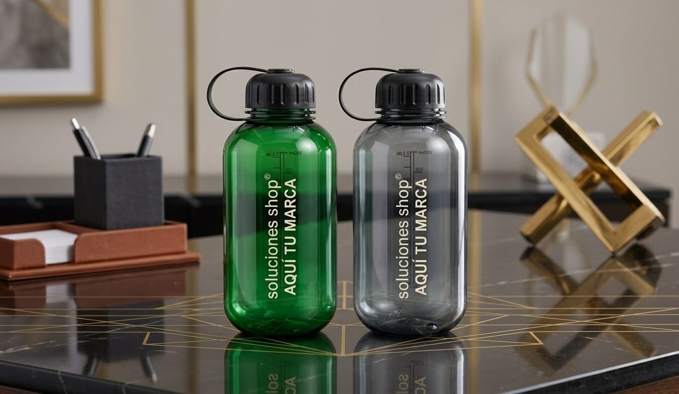 Botella Plástica Translúcida 1000 ml con Marcador de Medidas e Imperdible