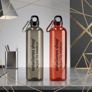 Botella Plástica Translúcida 700 ml Libre de BPA con Mosquetón