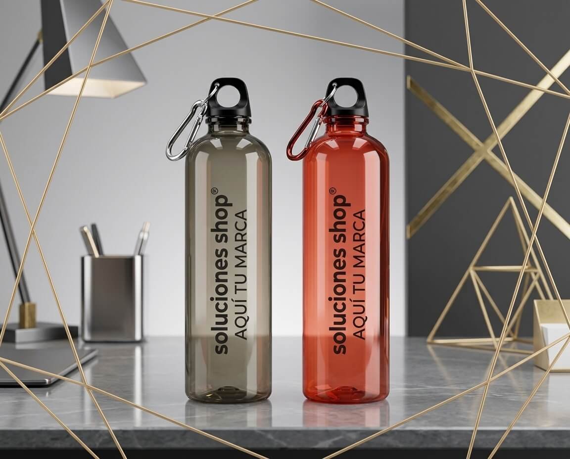Botella Plástica Translúcida 700 ml Libre de BPA con Mosquetón