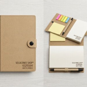 Libreta Post-it Ecológica con Bolígrafo Personalizable – 20x17 cm