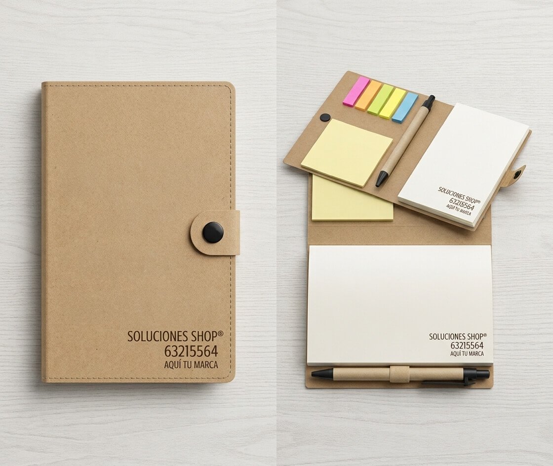Libreta Post-it Ecológica con Bolígrafo Personalizable – 20x17 cm